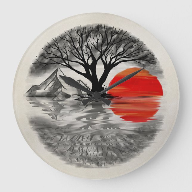 Zen Enso Sunset Large Clock (Front)