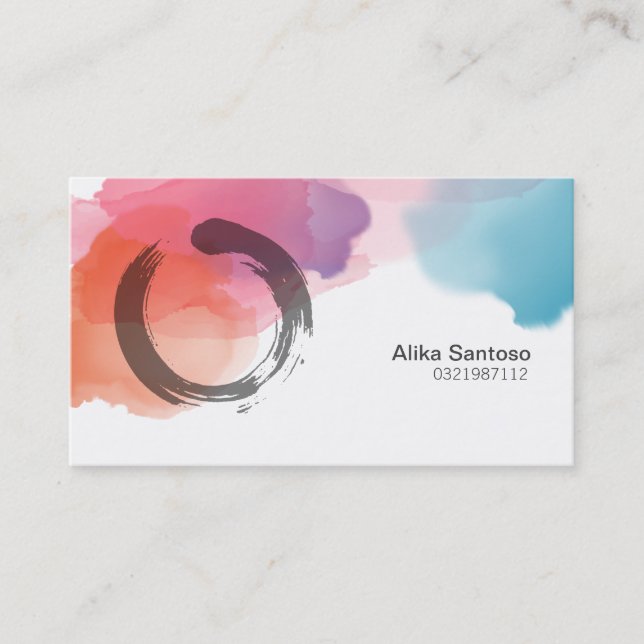 Zen Enso Watercolor Business Card (Front)