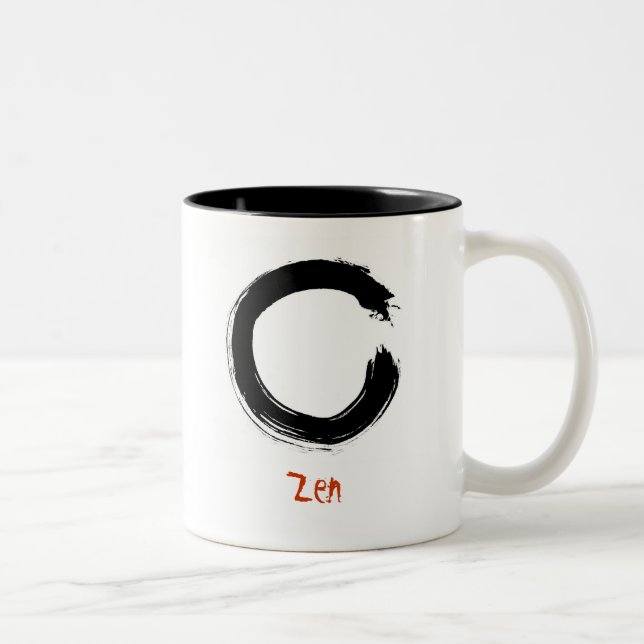 Zen Enso (Zen circle) brush painting Two-Tone Coffee Mug (Right)