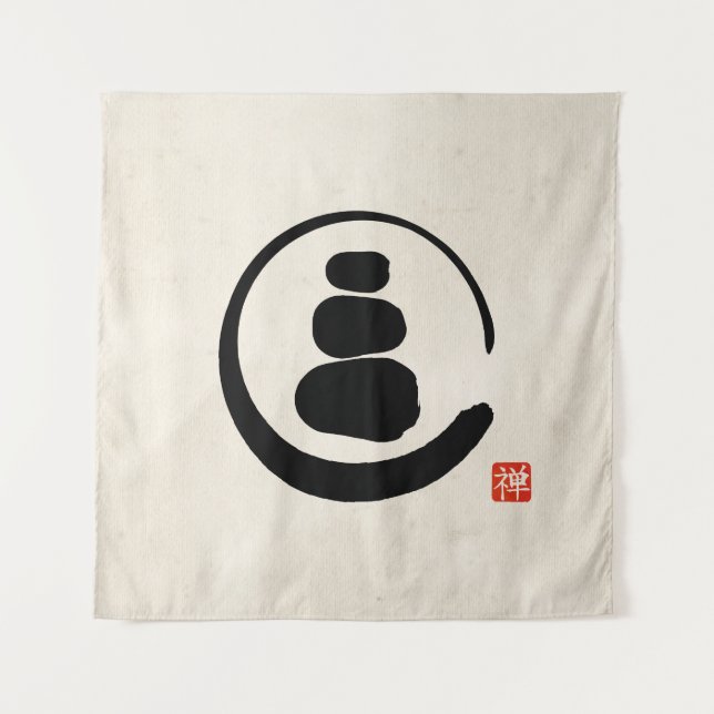 Zen Enzo Circle and Zen stones Tapestry (Front)