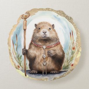 *~* Zen Fantasy Jeweled Groundhog Drip SC5 Round Cushion