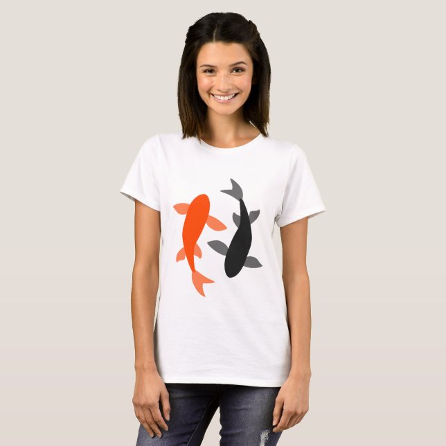Zen Fish Black and Orange T-Shirt (Front Full)