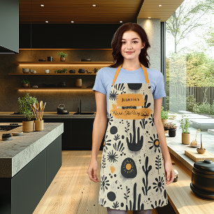 Zen Floral Kitchen Wear in Black & Orange Wellness Apron