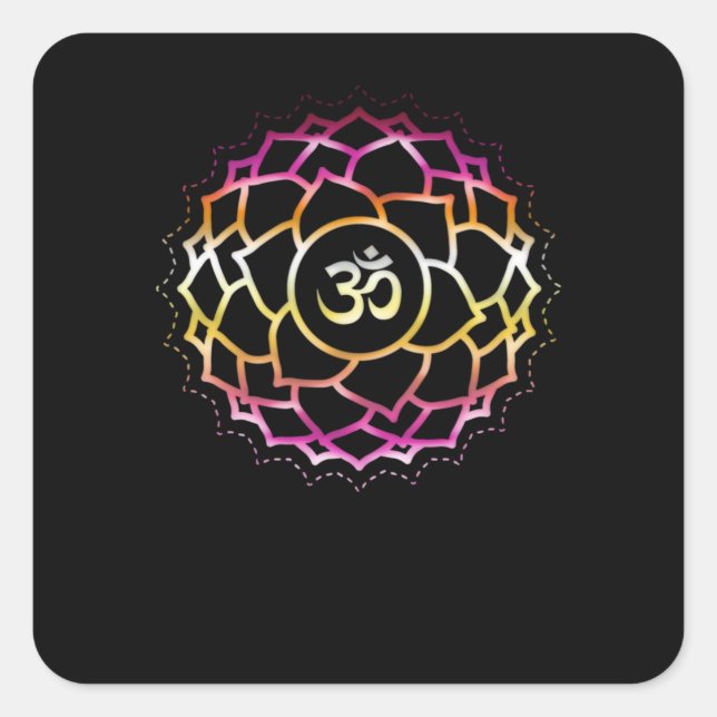Zen Flower Chakra Symbol Om Buddhism Balance Square Sticker (Front)