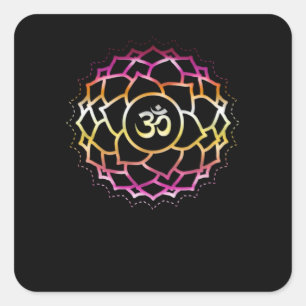 Zen Flower Chakra Symbol Om Buddhism Balance Square Sticker