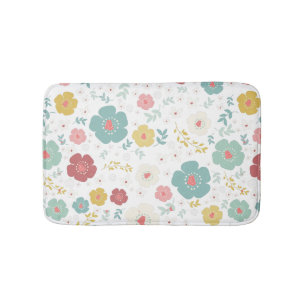 Zen Flowers Pastel Colours Pattern Bath Mat