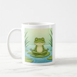 Zen Frog Meditating on Lily Pad – Peaceful Yoga Ca Coffee Mug