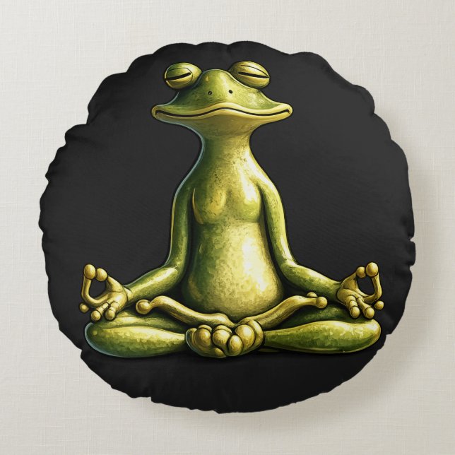 Zen Frog Round Cushion (Front)