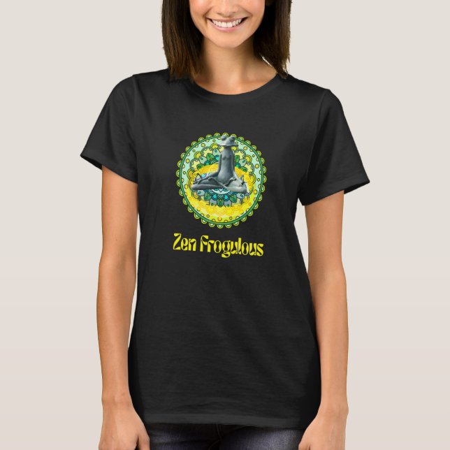 Zen Frogulous Yoga Frog Yoga Guru Namaste  Mandala T-Shirt (Front)