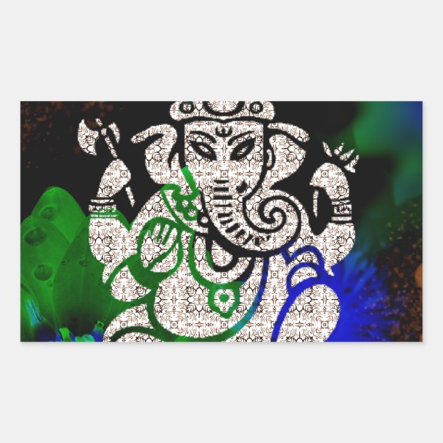 Zen Ganesh Rectangular Sticker (Front)