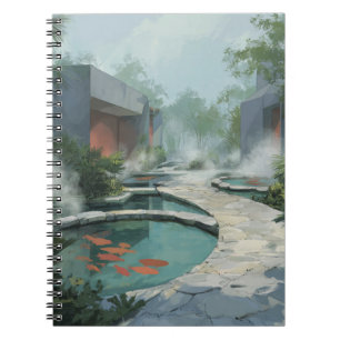 Zen Garden Spa Koi Pond Pathway Art Notebook