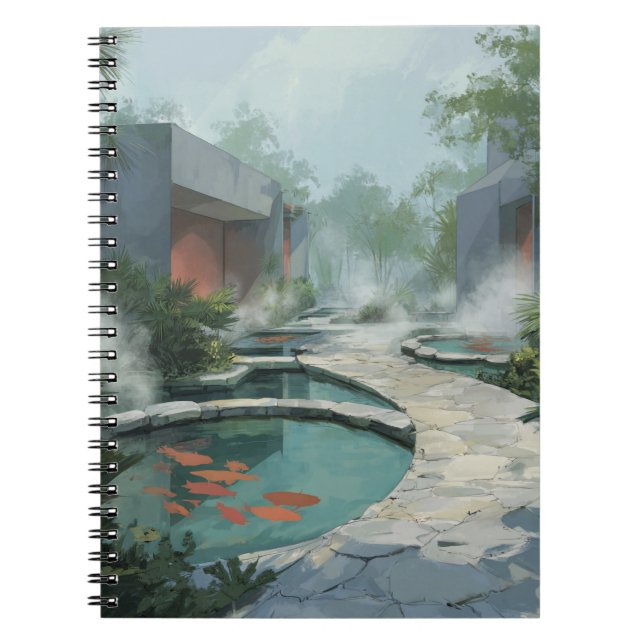 Zen Garden Spa Koi Pond Pathway Art Notebook (Front)