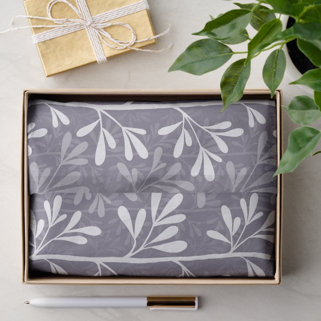 Zen Garden Stems Deep Minimal Botanical Silhouette Tissue Paper (Gift)
