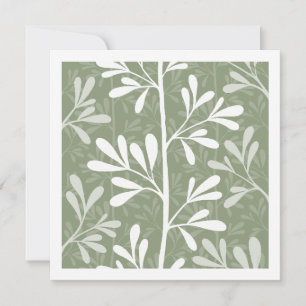 Zen Garden Stems Forest Mist Modern Botanical Art Card