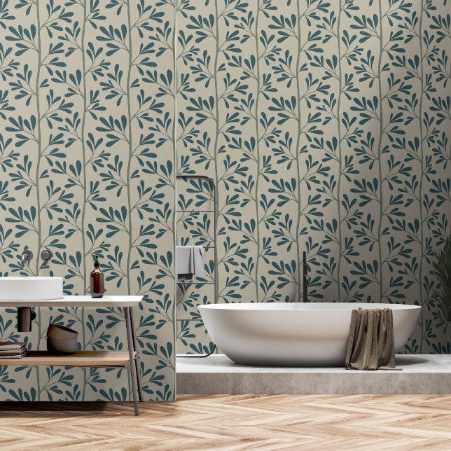 Zen Garden Stems XL 9 minimal botanical Wallpaper (Bathroom)