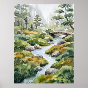 Zen Garden Stream Spirit Landscape Poster