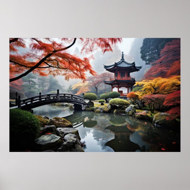 Zen Garden Tranquil Peaceful Nature  Poster (Front)