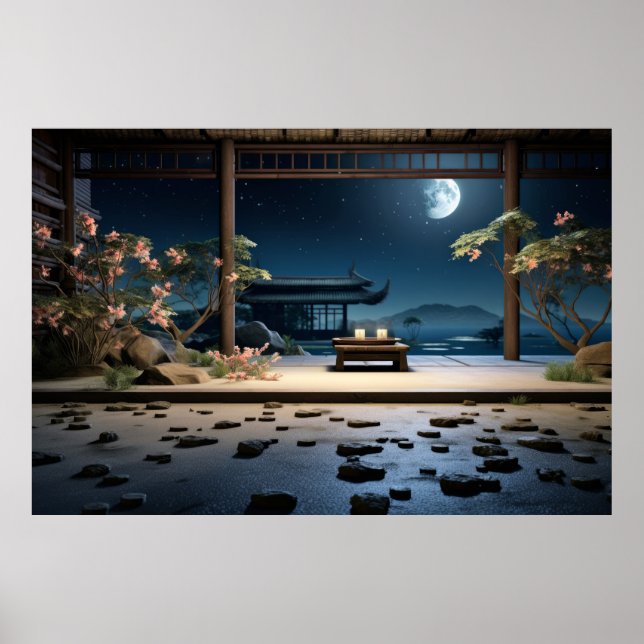 Zen Garden Tranquil Peaceful Nature  Poster (Front)