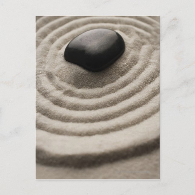 zen garden with pebble detail on raked sand postcard (Front)