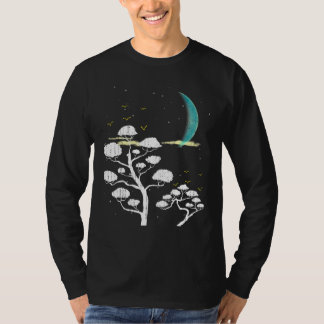 Zen Gardening Moon Stars Japanese Culture Bonsai T T-Shirt