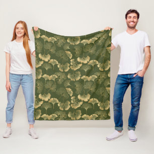 Zen Ginkgo Leaf Pattern Fleece Blanket