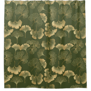 Zen Ginkgo Leaf Pattern Shower Curtain