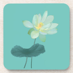 Zen Green Lotus Flower Asian Inspired Coaster