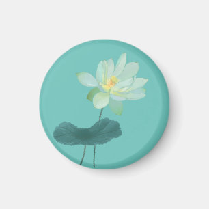 Zen Green Lotus Flower Asian Inspired Magnet