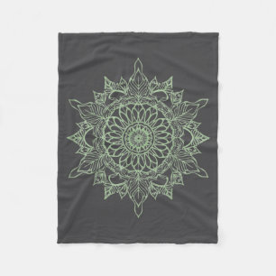 Zen Grow Line Art Mandala Peaceful Botanical Fleece Blanket