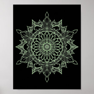 Zen Grow Line Art Mandala Peaceful Botanical Poster