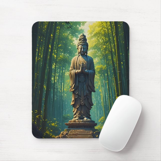 Zen in the Bamboo Grove Mouse Mat (With Mouse)