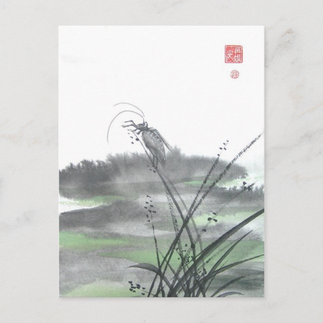 Zen Insect on Grass Postcard (Front)