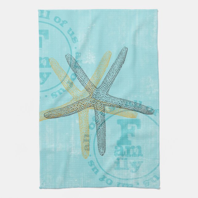 Zen Inspired Beach Theme Starfish Tea Towel (Vertical)