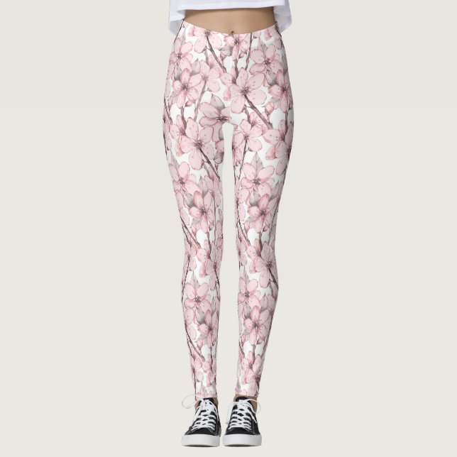 Zen Japanese Garden Blossom  Leggings (Front)