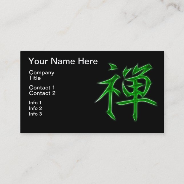 Zen Japanese Kanji calligraphy Symbol Business Card (Front)