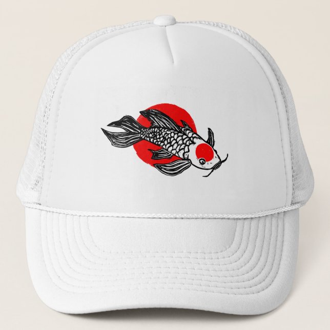 Zen Koi Block Print Design Trucker Hat (Front)