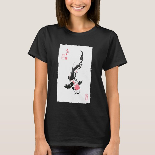 Zen Koi Fish Japanese Painting Good Fortune & Stre T-Shirt (Front)