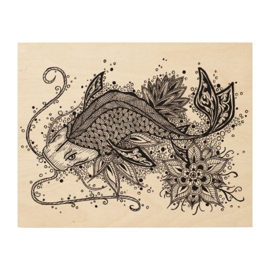 Zen Koi Fish Wood Wall Art Zazzle Co Uk