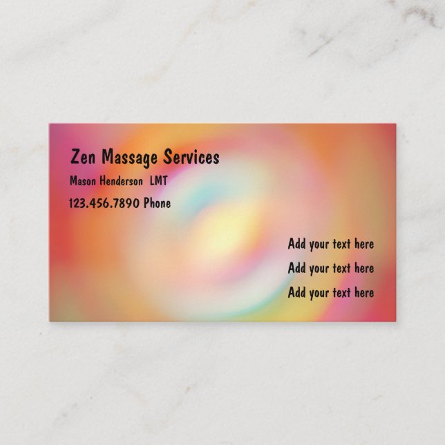 Zen Licensed Massage Therapist Business Card (Front)