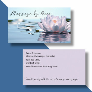 Zen Licensed Massage Therapist Lotus Flower Business Card