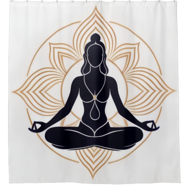 Zen Lotus Meditation Shower Curtain (Front)