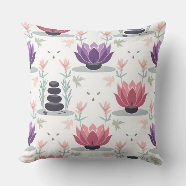 Zen Lotus  Pillow - Meditation Yoga Wellness  (Front)