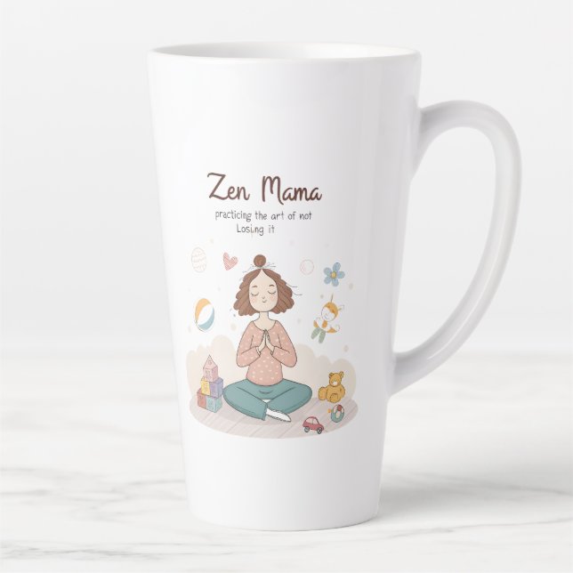 Zen Mama Calm Motherhood Art Latte Mug (Right)