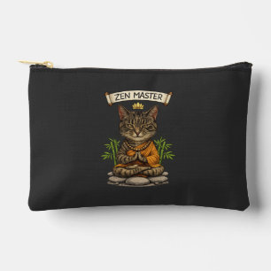 Zen Master Cat Funny Chill Gray Tabby Cat Gift Accessory Pouch