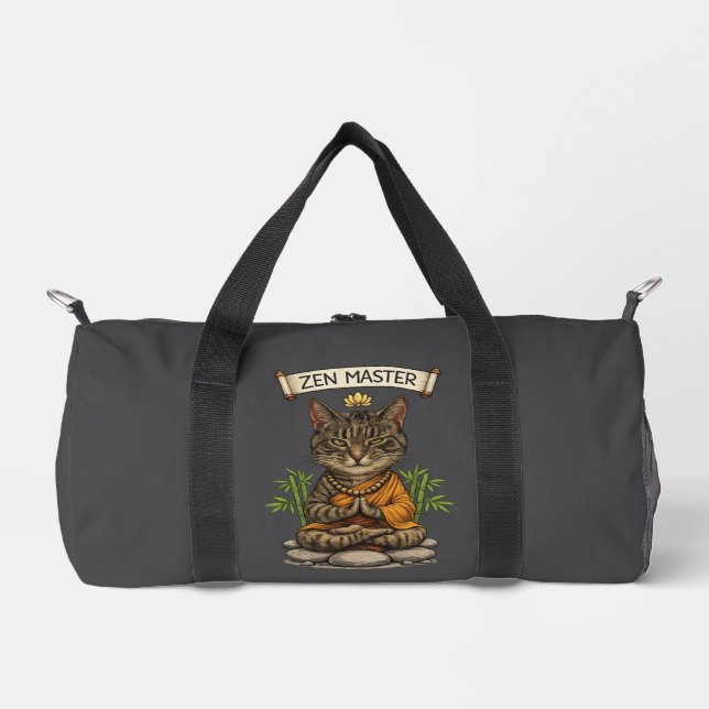 Zen Master Cat Funny Chill Gray Tabby Cat Gift  Duffle Bag (Front)