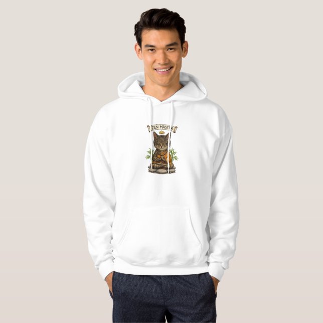 Zen Master Cat Funny Chill Gray Tabby Cat Gift  Hoodie (Front Full)