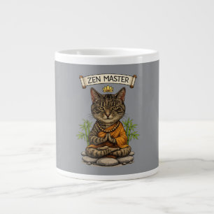 Zen Master Cat Funny Chill Gray Tabby Cat Gift Large Coffee Mug