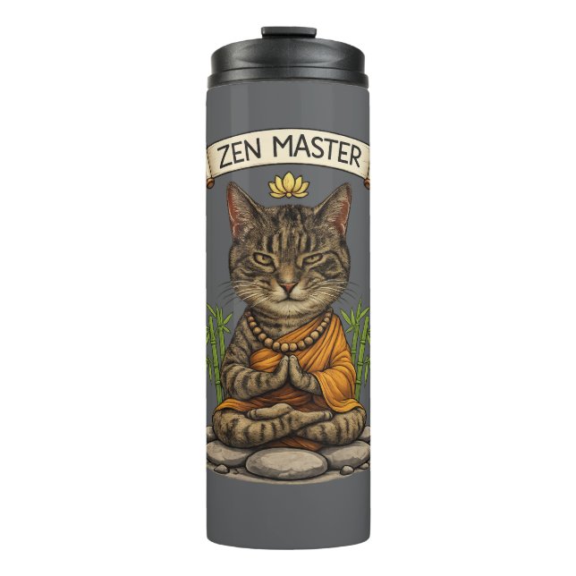 Zen Master Cat Funny Chill Gray Tabby Cat Gift  Thermal Tumbler (Front)