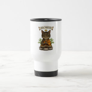 Zen Master Cat Funny Chill Gray Tabby Cat Gift  Travel Mug