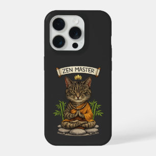 Zen Master Cat Funny Chill Grey Tabby Cat Gift  iPhone 15 Pro Case